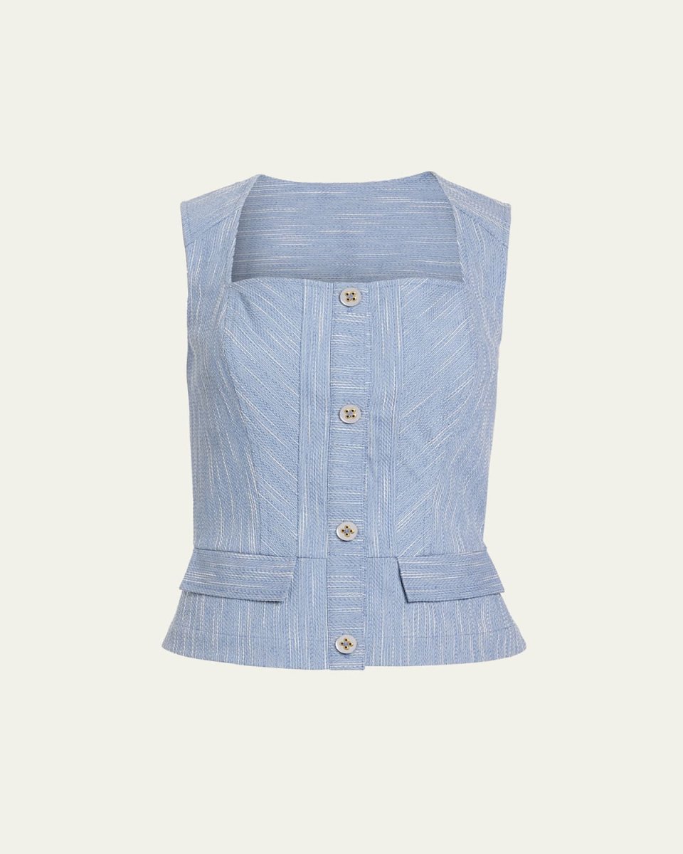 Suki Textured Button-Front Top